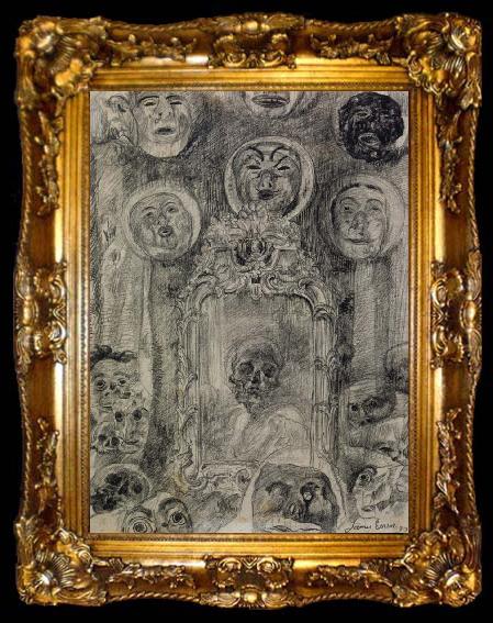 framed  James Ensor Mirror with Skeleton or The Devil-s Mirror, ta009-2